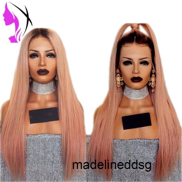 

long pink wig 180density brazilian full lace front synthetic wig heat resistant glueless ombre wigs for black women325n jw6t