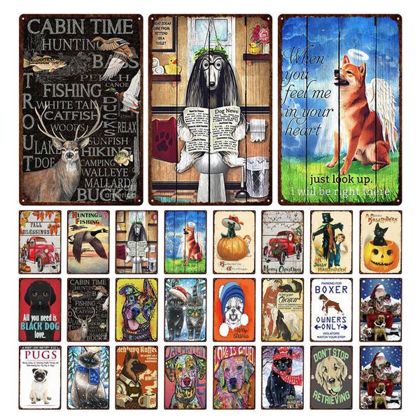 

funny animal dog tin sign christmas retro bar home pet shop restaurant wall decoration retro poster tinplate plaque decoration