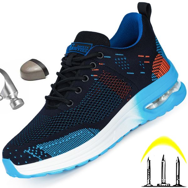 

2022 new air cushion work shoes men women work sneakers steel toe cap safety shoes men boots puncture-proof protective shoes, Black;brown