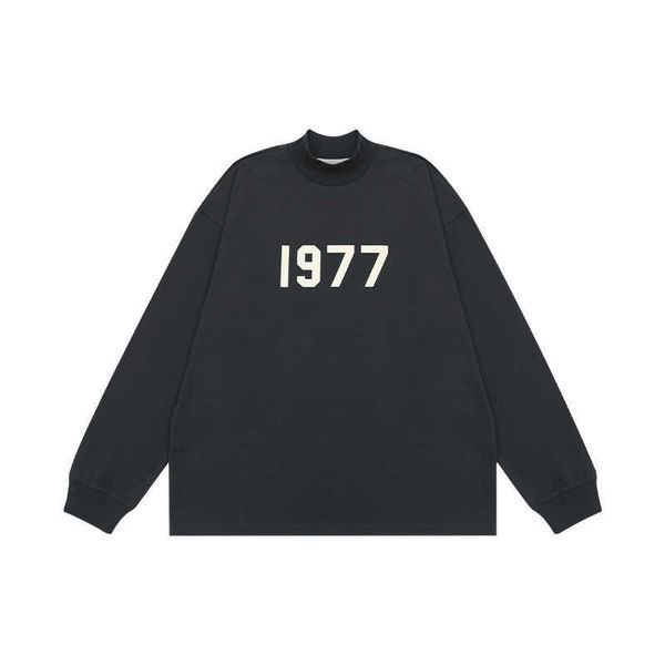 

22ss usa flocking print skateboard high street tee t shirt men women cotton long sleeve fashion streetwear tshirt, Black;brown