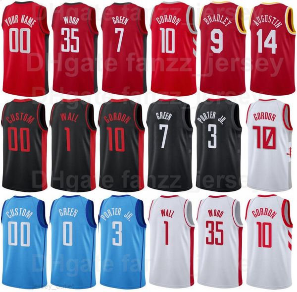 Serigrafia Pallacanestro Maglia verde Jalen 7 Christian Wood 35 John Wall 1 Eric Gordon 10 Kevin Porter Jr 3 David Nwaba 2 Colore squadra Nero Rosso Blu Bianco Uomo Donna Gioventù