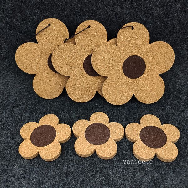 Tapets de mesa Coasters de cortiça bebidas Coaster reutilizável Colhas naturais de 4 polegadas Flor Forma de madeira Coasters Coasters para mesa de vidro Tablezc1213