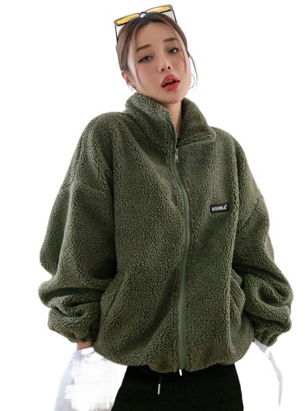 

dazy zip up drop shoulder patch detail coat c4yg#, Black