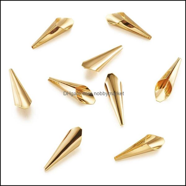 10 pcs real 18k banhado a ouro bordas de bronze cones tampas para jóias fazendo diy end beads brincos bracelete colar acessórios entrega entrega 2021