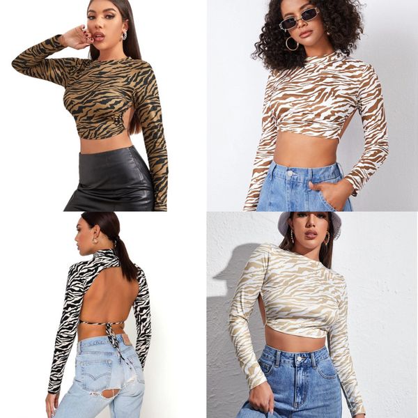 

women backless design lace up long sleeve t-shirt ladies hollow out clothes, White