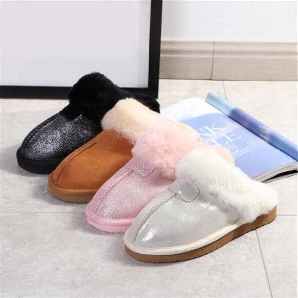 

brand slippers warm warm cotton slippers men womens slipper womens boots snow boots brand designer indoor cotton slippers leather slipper, Black