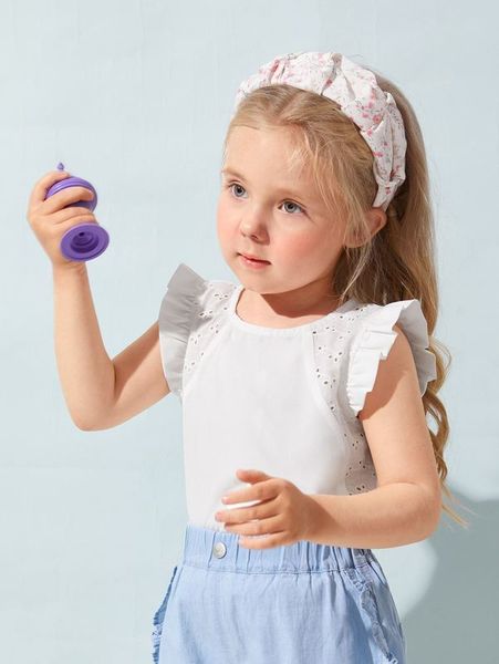 

toddler girls schiffy panel ruffle trim blouse she, White;black