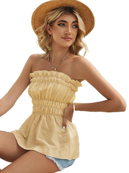 

ruffle detail ruched tube q5qq#, White