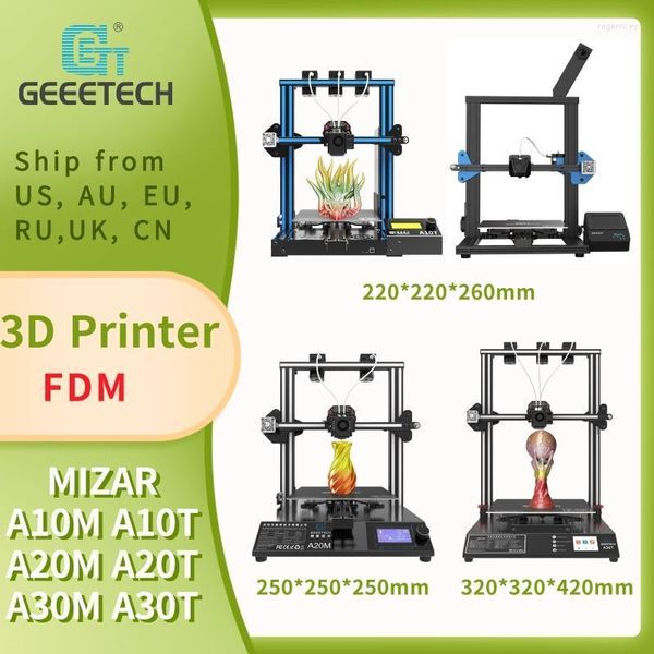 Impressoras Geeetech FDM 3D Impressora MIZAR A10M A10T A20M A20T A30M A30T Mix-cor imprimindo alta tela de toque de alta precisão Tela de armazém local Diy roge2