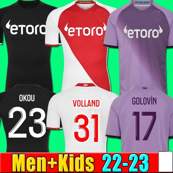 

2022 2023 maillots as monaco soccer jerseys ben yedder boadu golovin 21 22 23 geubbels men kids maillot de foot flocage jorge football shirt, Black;yellow