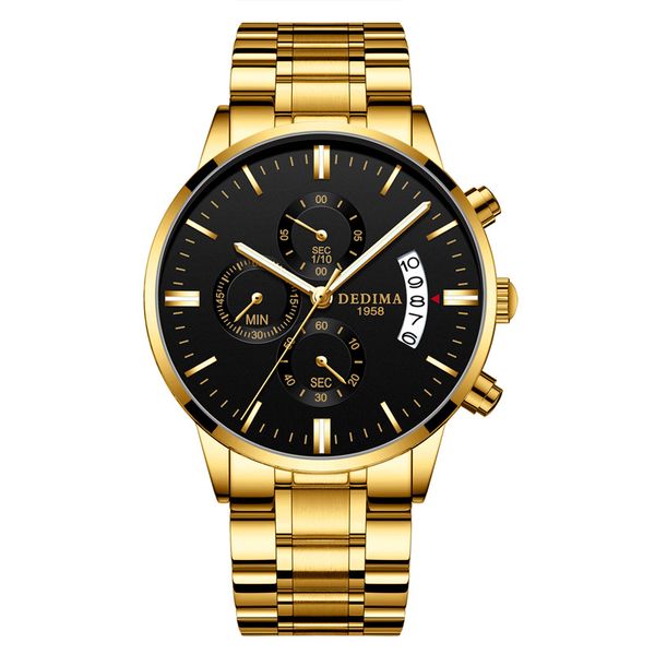 2022 altın izle üst marka lüks erkek saatler su geçirmez kuvars kol saati Relogio Masculino iş adamı izle hediye D9