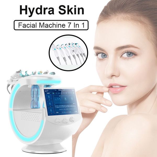 Многофункциональный 7 в 1 Портативный умный ледяной синий RF Hydra Dermabrasion кислородная вода, очищающая лицевую машину для красоты, анализатор кожи кожи кожи