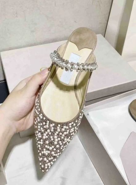

women sandals famous design pearl & strass suede leather baily high heels wedding party dress ankle strap women's pumps pointed toe lux, Black
