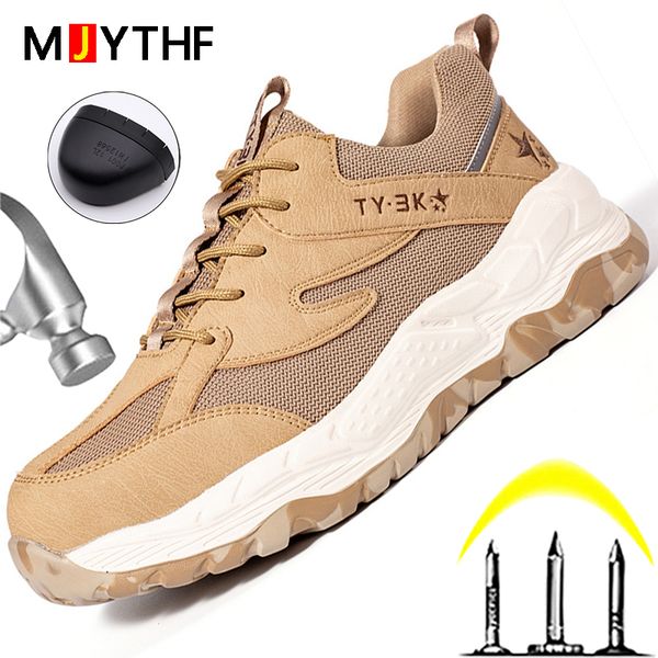 

work shoes sneakers men indestructible shoes puncture-proof safety shoes breathable protective steel toe men, Red;white