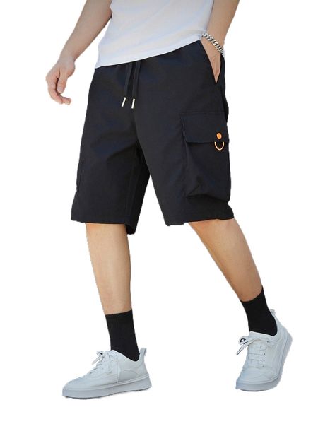 

men flap pocket drawstring waist shorts b1tx#, White;black