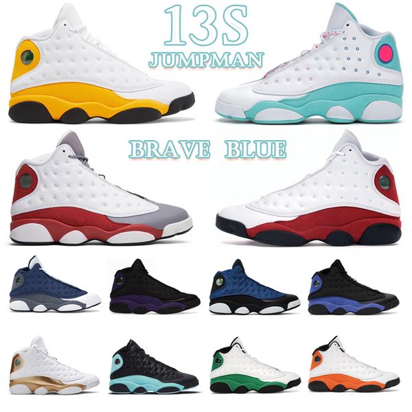 

men women basketball shoes 13 13s designer sports trainers sneakers brave blue bred grey toe chicago lucky green
