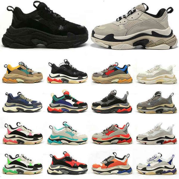 

triple s casual shoes designer men women platform sneakers black white beige dark grey orange green khaki rust pink bred silver mens