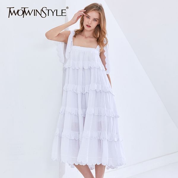 

vintage white dress for female square collar sleeveless off shoulder midi dresses women fashion clothing 210423, Black;gray
