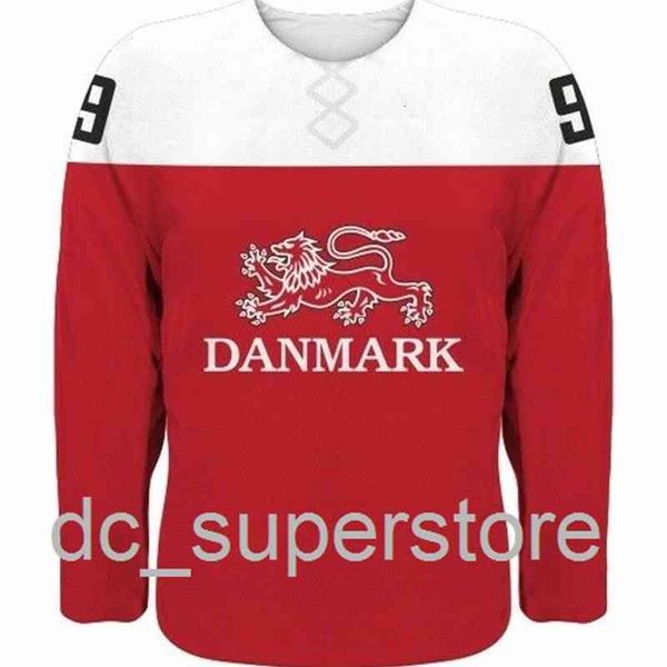 seltenes individuelles Nähen NEU 2021 Team Dänemark Danmark Eishockey-Trikot Boedker Hardt IIHF Herren-Hockey-Trikot XS-6XL