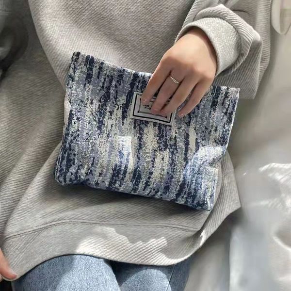 

3pcs cosmetic bags women canvas black white prints large capacity clutch bag mix color