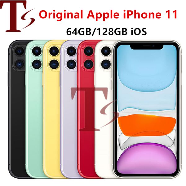 originale Apple iPhone 11 64 GB 128 GB ROM Smartphone sbloccato Face ID iOS A13 Doppia fotocamera da 12 MP Schermo da 6,1 pollici iphone11 rinnovato Cellulare 5 pezzi