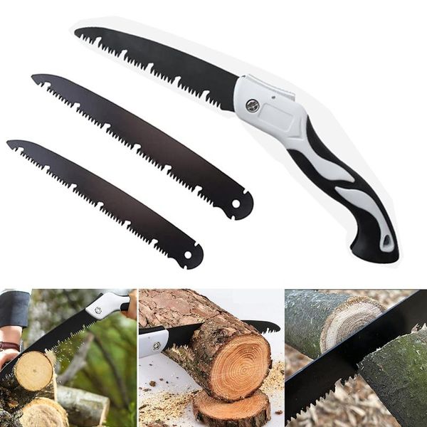 Set di utensili manuali professionali Sega pieghevole con lama in acciaio SK5 robusta Impugnatura in gomma morbida Affilata per tagliare alberi Tagliare utensili per la casa in legnoP