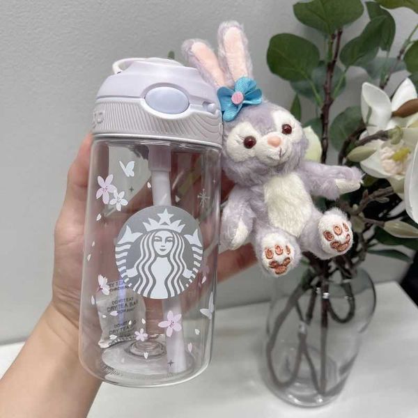 

starbucks new limited edition purple cherry blossom kangdi lock lovely stella dew plastic straw water cup gift