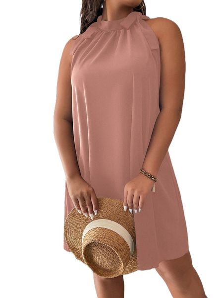 

plus knot ruched tunic dress n9gg#, Black