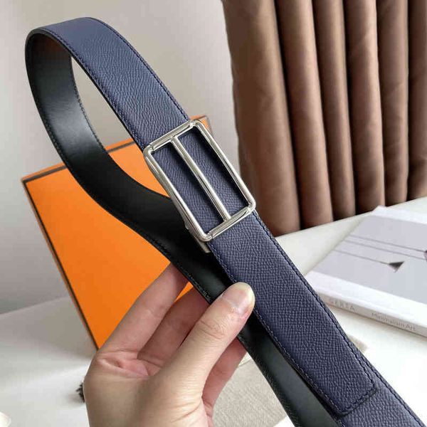

designer belts herme belt men's belt leather double-sided head layer pure cow automatic tail buckle clip middle-aged and young h-buckle, Black;brown