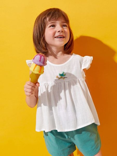 

sheen little girl bird embroidered butterfly sleeve she, White;black