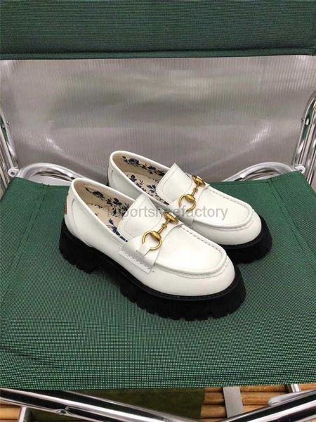 

2022 luxury designer dress shoes houdan women gold horsebit loafers platform loafer white with original box, Black