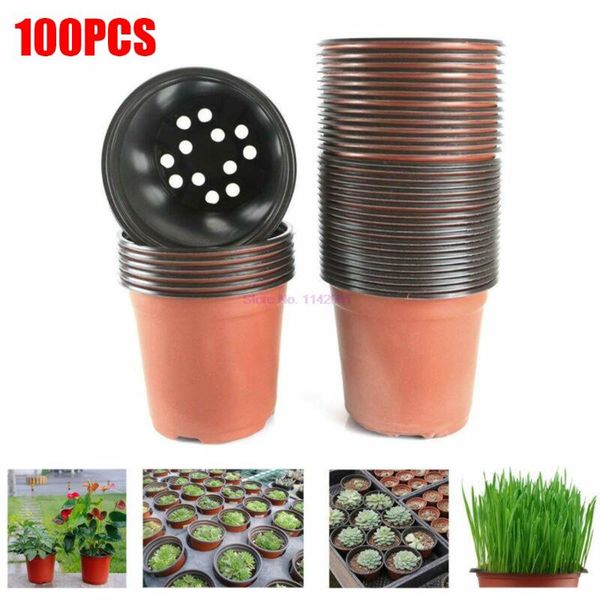 Plantadores Pots 100pack 20 Pçs / Pack 12Size Plástico Crow Box Fall Fall Instant Pleding Bandeja para Planta Pote Berçário Transplant Flor