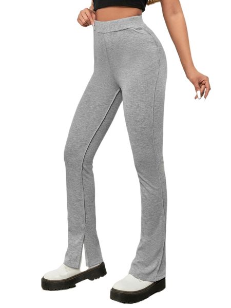 

high waist split hem flare leg pants r4os#, Black;white