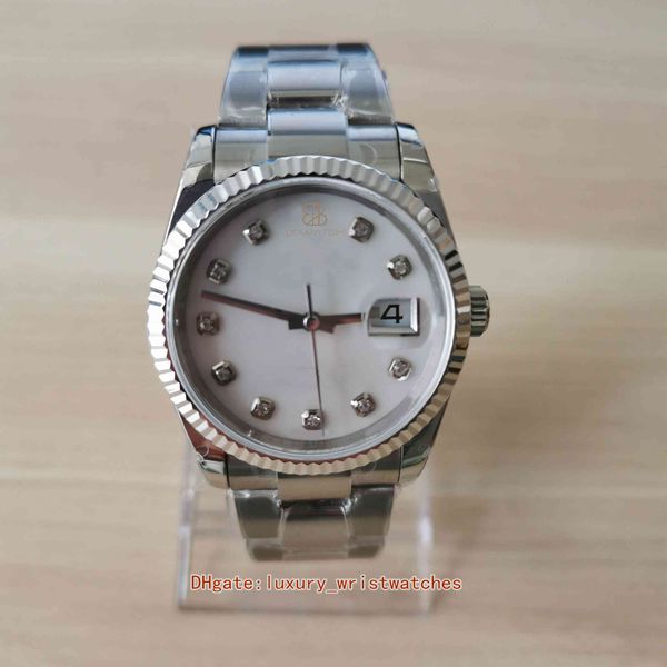 

2 size fashion bpf watch wristwatches 126334 41mm stainless steel 316l diamond luminous sapphire mother of pearl dial automatic mechanical m, Slivery;brown