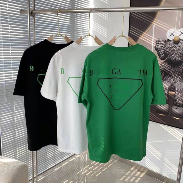

classic triangle logo men's and women's cotton t-shirt botte 22 vene round neck short-sleeved tshirt fashion summer loose coat, White;black