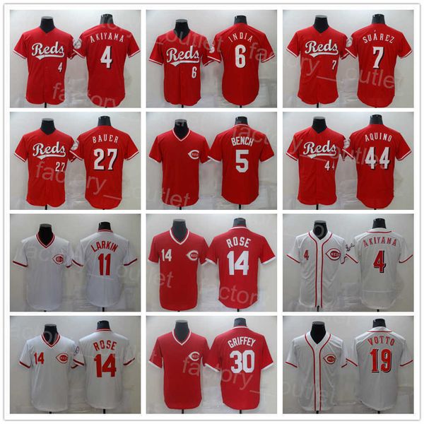 

men baseball 6 jonathan india jersey 44 aristides aquino 30 ken griffey 14 pete rose 5 johnny bench 66 yasiel puig 11 barry larkin 4 shogo a, Blue;black