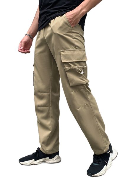 

men flap pocket drawstring waist pants y9su#, Black