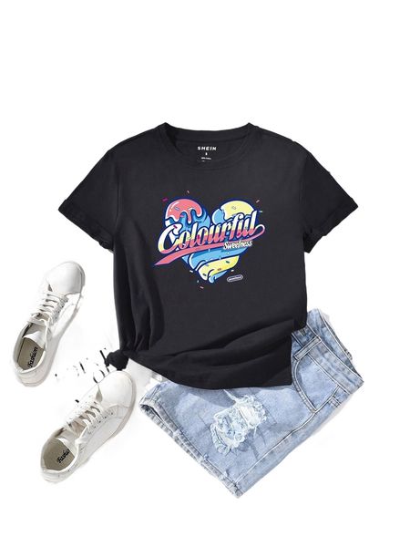 

heart & letter graphic tee n8la#, White