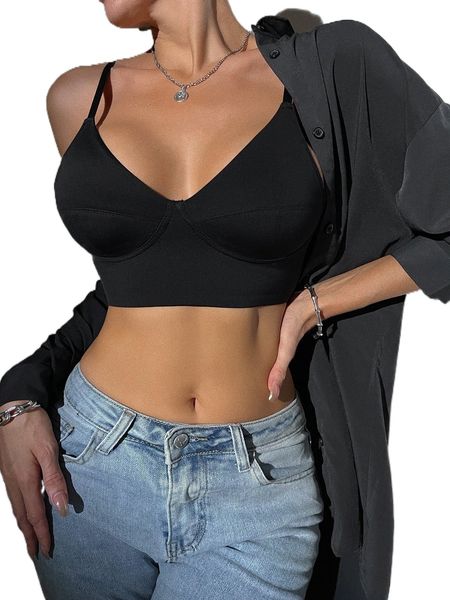 

crisscross back bralette b259#, Black;red