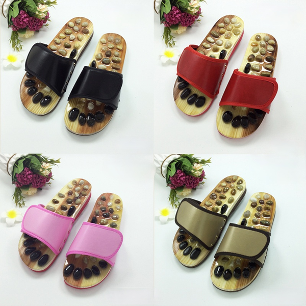 

acupressure massage slippers with natural stone therapeutic reflexology sandals for foot acupoint massage shiatsu arch painnew