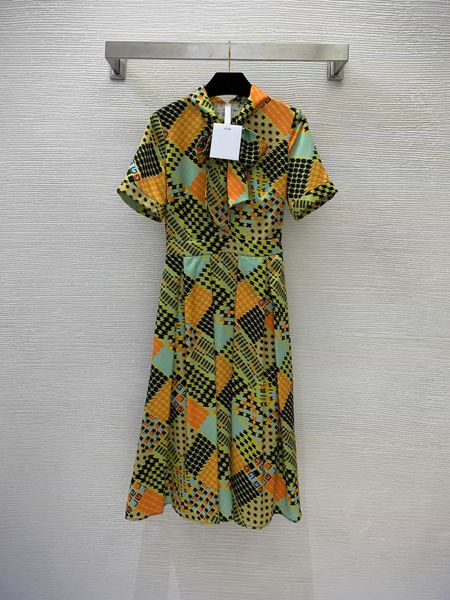 

milan runway dresses 2022 summer autumn stand collar short sleeve women's designer dress brand same style sundress 0529-40, Black