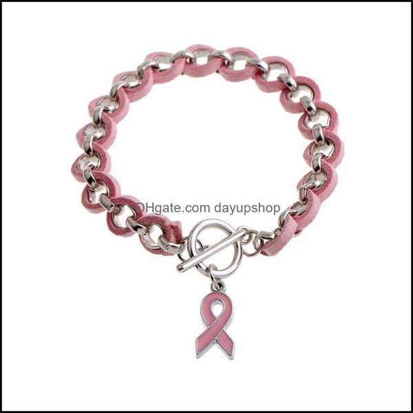 

charm bracelets jewelry whole-new pink ribbon breast cancer awareness wake visor bangles alloy love r dhboa, Golden;silver