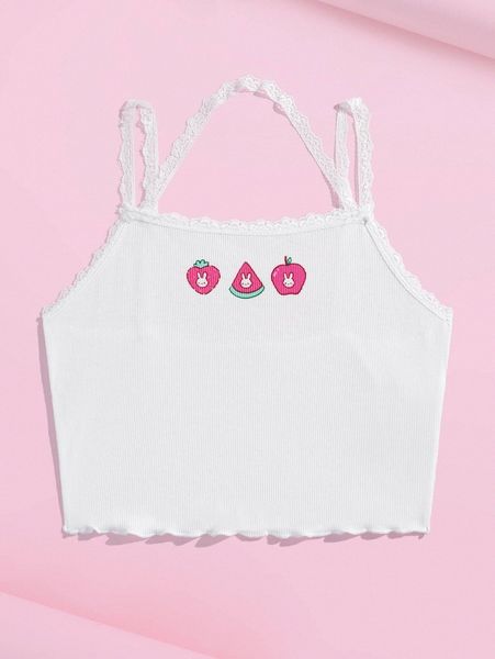 

x kimchikrafts cartoon graphic lettuce trim cami s9ur#, White