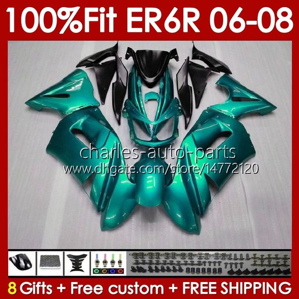 OEM Bodys Kit для Kawasaki Ninja 650R ER6 650 R ER 6 F 06-08 Кузов 139NO.68 Cyan Pearl BLK 650-R ER 650R-ER6F ER-6F 2006 2007 2008 ER6F 06 07 08