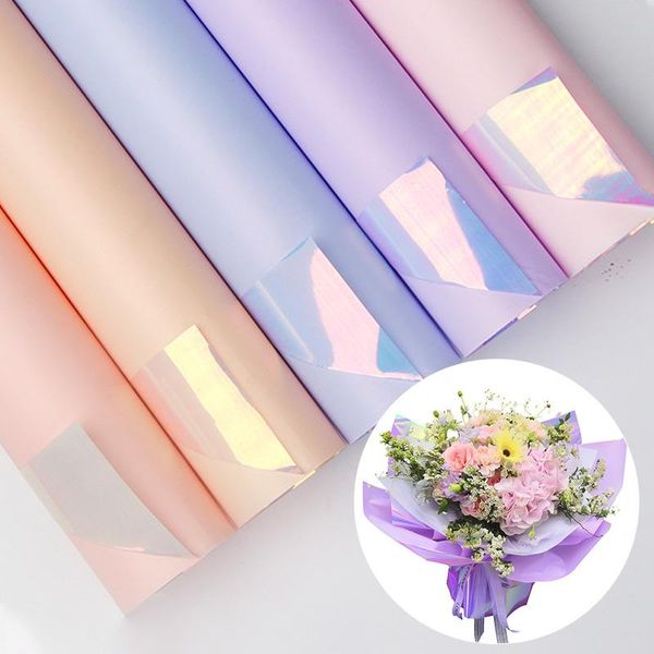 Confezione regalo 20 fogli di carta da imballaggio a colori fronte-retro Confezione di fiori impermeabili Rose Flower Shop Bouquet PaperGift