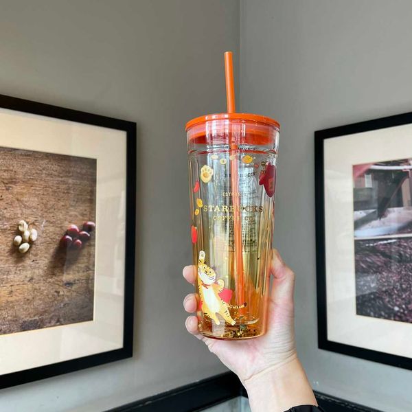 

2022 starbucks cup tiger year auspicious glass straw water cup 591ml