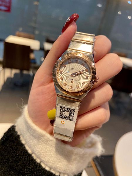 orologio di lusso da donna con diamanti 28mm orologi alla moda montre luxe cinturino in acciaio al titanio zf factory