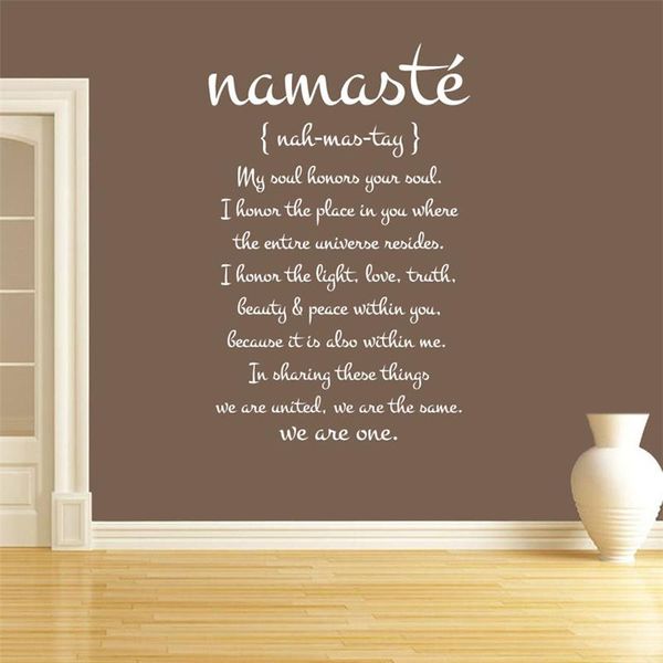 Adesivi murali Creativo Adesivo decalcomania fai da te Buddismo Fede Namaste Motto Citazione Decorazione domestica Art Design Murale JG4043