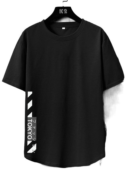 

men letter & geo print tee e3eg#, White;black