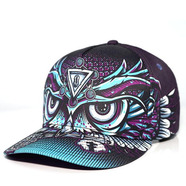 

personality tide brand cool owl cap men/women high-plus size curved along street hip-hop baseball cap fashion accessories, Blue;gray